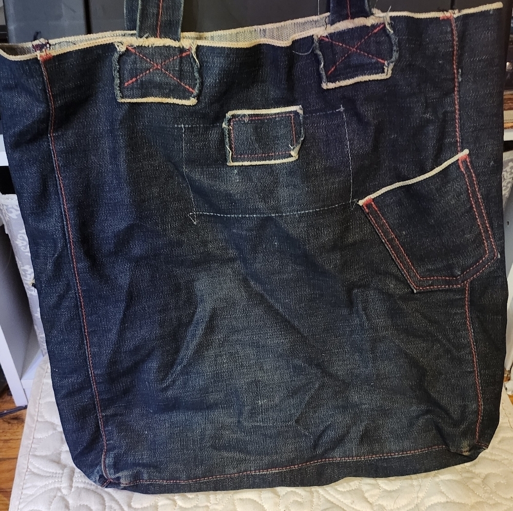 Vintage GAP Product Red Denim Tote and Scarf -Hamme(red). - Picture 3 of 6